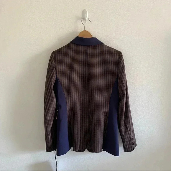 DKNY Women's Long Sleeve One Button Check Jacket Toffee Sz 6 - Picture 7 of 11